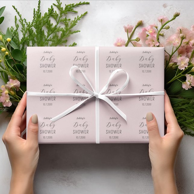 Baby Shower Girl Blush Pink  Wrapping Paper (Creator Uploaded)