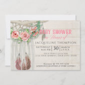 Baby Shower Girl BOHO Dream Catcher Shiplap Wood Invitation (Front)