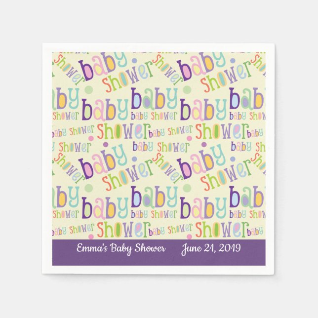 Baby Shower Girl Boy Design Pattern Napkins (Front)