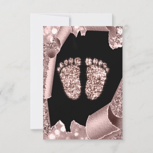 Baby Shower Girl Boy Feet  Glam Rose Black 3D Card