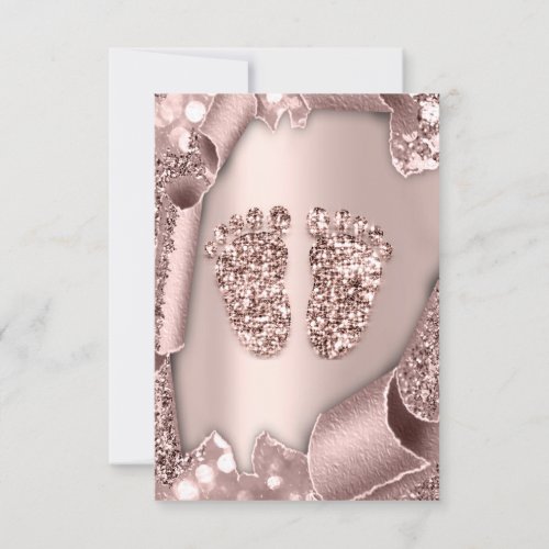 Baby Shower Girl Boy Feet  Glam Rose Gold 3D Effec Invitation