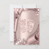 Baby Shower Girl Boy Feet  Glam Rose Pink 3D Invitation (Back)