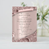 Baby Shower Girl Boy Feet  Glam Rose Pink 3D Invitation (Standing Front)