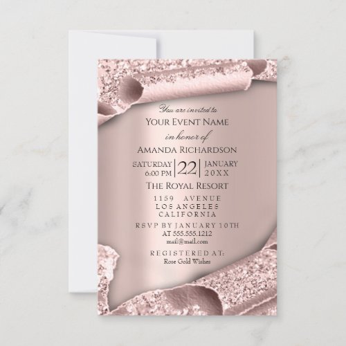 Baby Shower Girl Boy Feet  Glam Rose Pink 3d Invitation