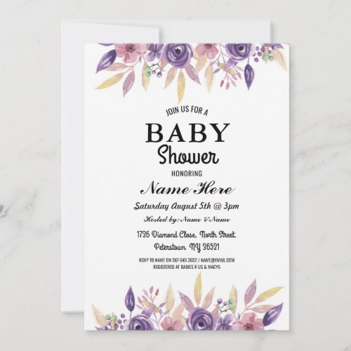 Baby Shower Girl Boy Gender Reveal Floral Invite