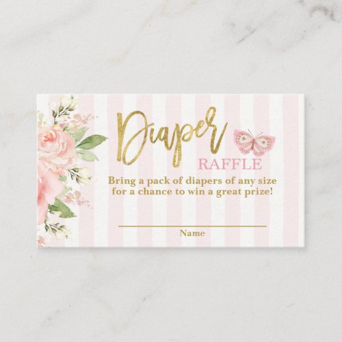 Baby shower girl butterfly Diaper Raffle Enclosure Card