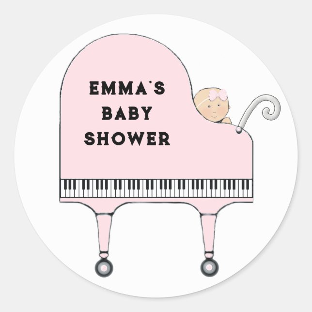 Baby Shower Girl Classic Round Sticker (Front)