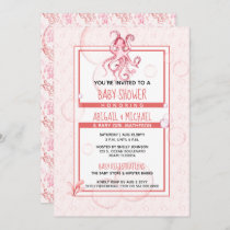 Baby Shower Girl Coral &amp; Pink Watercolor Octopus Invitation