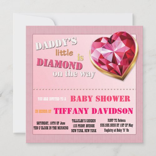 Baby Shower GIRL Daddys Little Diamond Invitation