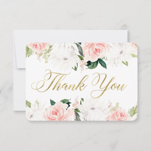 Baby shower girl floral protea thank you card