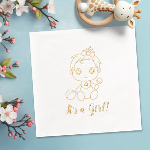 Baby Shower Girl Gender Reveal Foil Napkins
