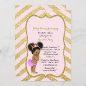 Baby Shower GIRL,golden chevron,white & gold_Ebony Invitation (Front/Back)