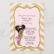 Baby Shower GIRL,golden chevron,white & gold_Ebony Invitation