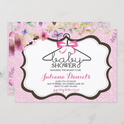 Baby Shower Girl Hanger Invitations