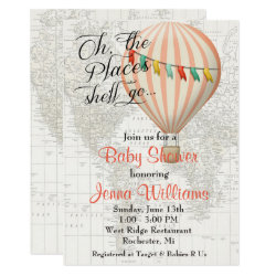 Baby Shower Girl Hot Air Balloon Invitation