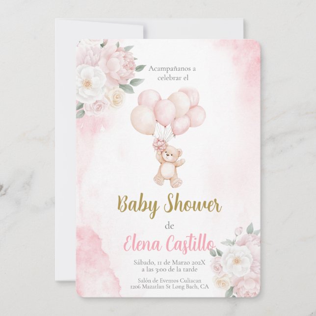 Baby Shower Girl in Spanish Invitation (Front)