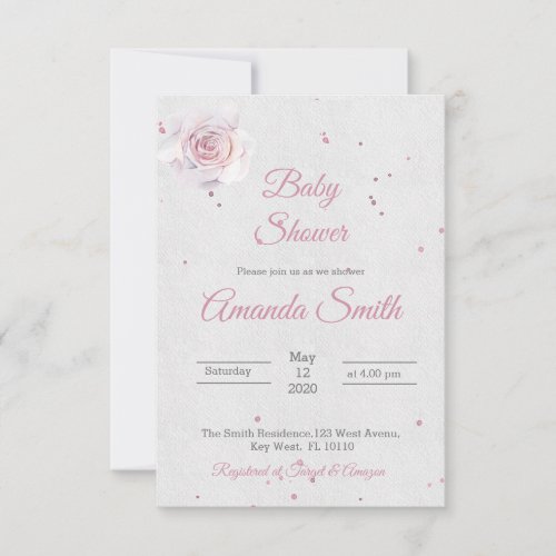 Baby Shower Girl Invintation Blush Pink RSVP Card