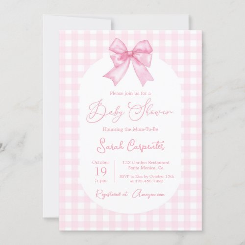 Baby Shower Girl invitation with bow