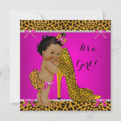 Baby Shower Girl Leopard High Heel Pink Ethnic Invitation (Front)