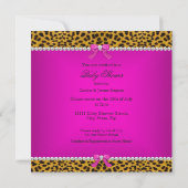 Baby Shower Girl Leopard High Heel Pink Ethnic Invitation (Back)