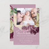 Baby Shower Girl  Photo Marsala  Pink Floral Frame Invitation (Front/Back)