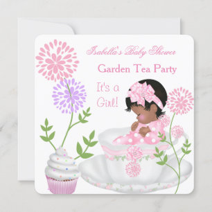 Baby Shower Girl Pink Baby Garden Tea Party 2 Invitation
