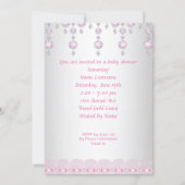 Baby Shower Girl Pink Baby Shoe Diamond A2 Invitation (Back)