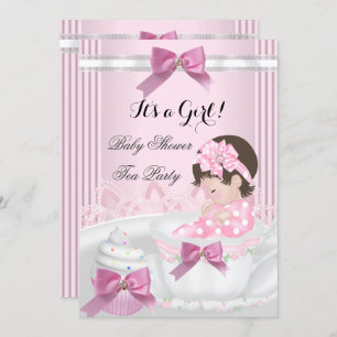 Baby Shower Girl Pink Baby Teacup Cupcake 4b Invitation