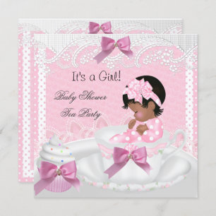 Baby Shower Girl Pink Baby Teacup Cupcake AA Invitation