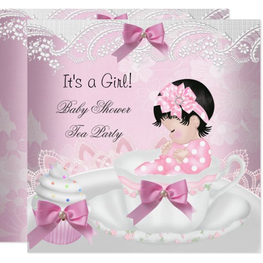 Baby Shower Girl Pink Baby Teacup Cupcake Invitation Zazzle Com
