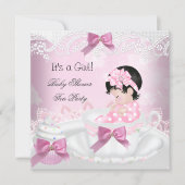 Baby Shower Girl Pink Baby Teacup Cupcake Invitation (Front)
