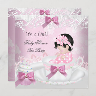 Baby Shower Girl Pink Baby Teacup Cupcake Invitation