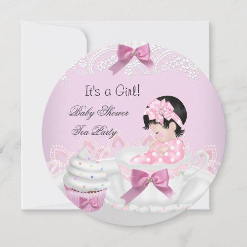Baby Shower Girl Pink Baby Teacup Cupcake R Invitation