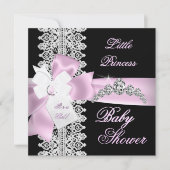 Baby Shower Girl Pink Black White Lace Invitation (Front)