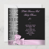 Baby Shower Girl Pink Black White Lace Invitation (Back)
