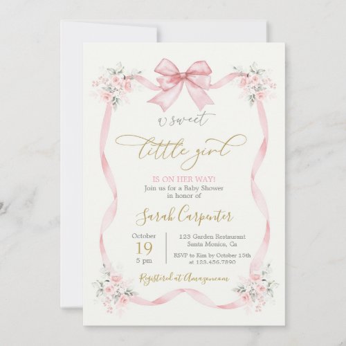 Baby Shower Girl pink bow