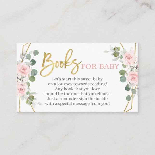 Baby shower girl pink bring a book enclosure card (Front)