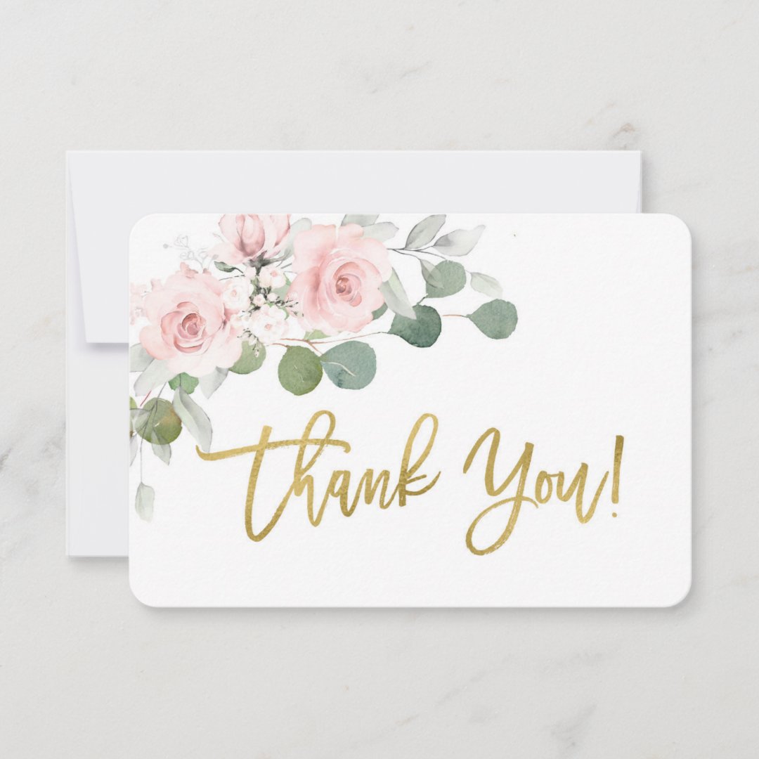 Baby shower girl pink floral thank you card | Zazzle