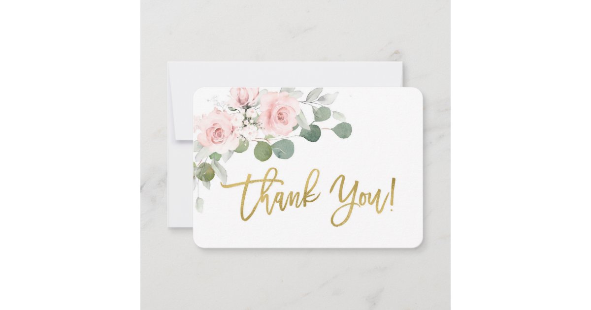 Baby shower girl pink floral thank you card | Zazzle