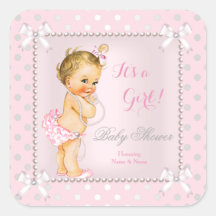 125 Round personalised vintage Blonde Baby Shower party bag labels stickers