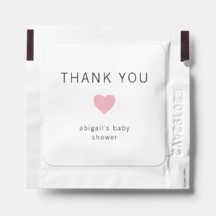 Baby Shower Girl Pink Heart Minimalist Thank You Hand Sanitizer Packet