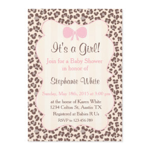 Baby Shower girl pink leopard Invitation