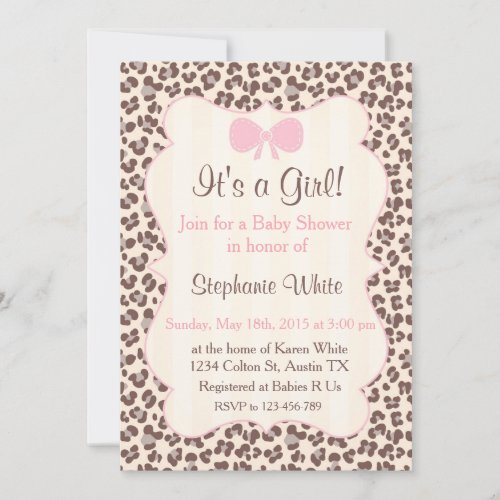 Baby Shower Girl Pink Leopard Invitation