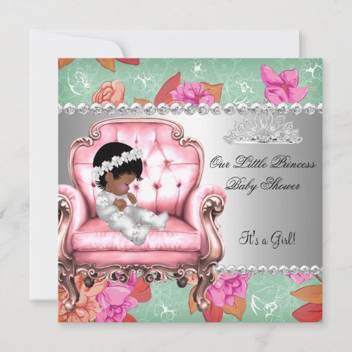 Baby Shower Girl Pink Pink Floral Chair Invitation