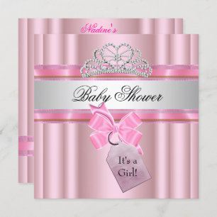 Baby Shower Girl Pink Princess Black Invitation