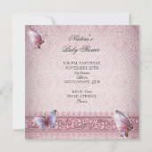 Baby Shower Girl Pink Princess Butterfly Invitation (Back)