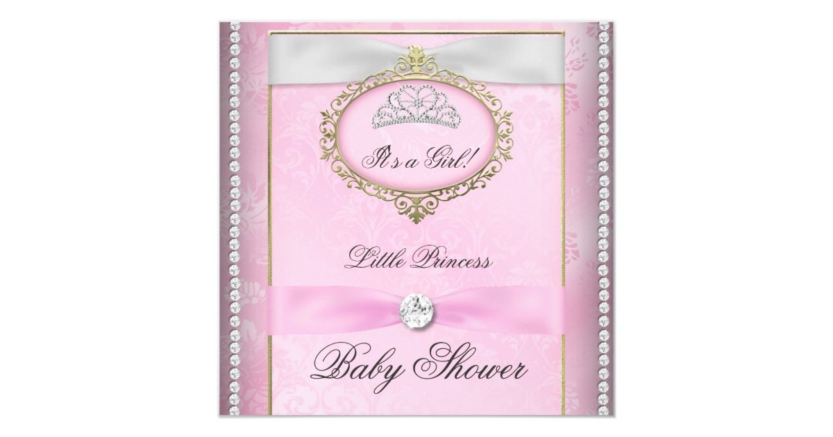 Baby Shower Girl Pink Princess Tiara Diamond Card | Zazzle