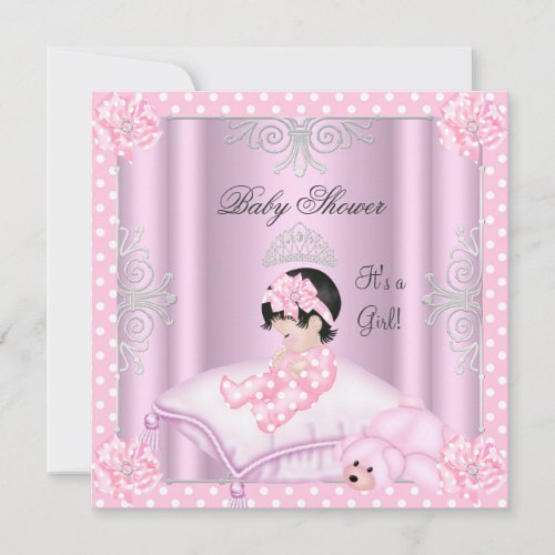 Baby Shower Girl Pink Princess Tiara Invites