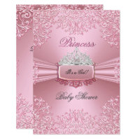 Baby Shower Girl Pink Princess Tiara lace SML Card