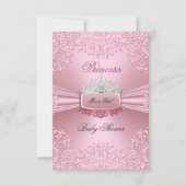 Baby Shower Girl Pink Princess Tiara lace SML Invitation (Front)